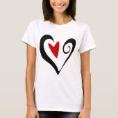 Rood en zwart Abstract Hart Modern Romantisch T-shirt (Voorkant)