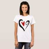 Rood en zwart Abstract Hart Modern Romantisch T-shirt (Voorkant volledig)