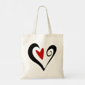 Rood en zwart Abstract Hart Modern Romantisch Tote Bag (Achterkant)