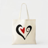 Rood en zwart Abstract Hart Modern Romantisch Tote Bag (Voorkant)