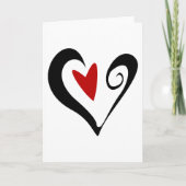 Rood en Zwart Abstract Hart Moderne Romantiek Kaart (Voorkant)
