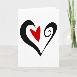 Rood en Zwart Abstract Hart Moderne Romantiek Kaart