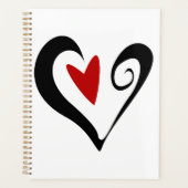 Rood en Zwart Abstract Hart Moderne Romantiek Planner (Voorkant)