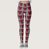 Rood en zwart abstract leggings (Voorkant)