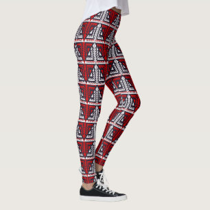 Rood en zwart abstract leggings