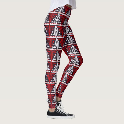Rood en zwart abstract leggings (Rechts)
