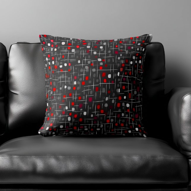 Rood en zwart abstract patroon kussen (Creator heeft geüpload)
