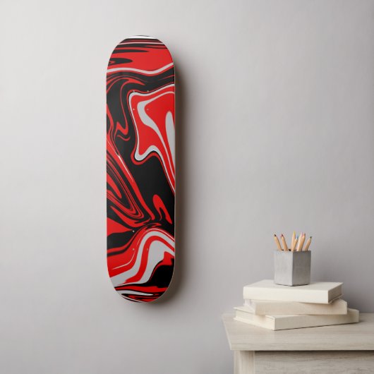Rood en zwart Abstract Persoonlijk Skateboard (Muurkunst)