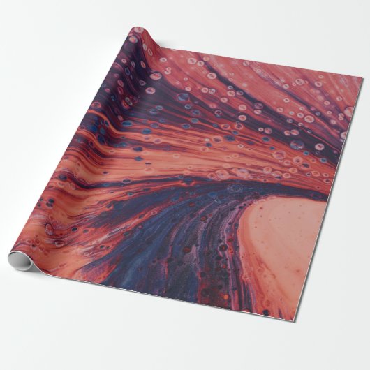 Rood en zwart abstract schilderij cadeaupapier (Uitgerold)