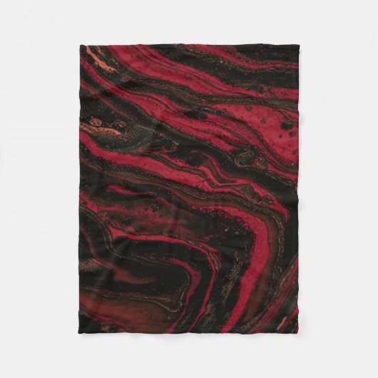 Rood en zwart abstract schilderij fleece deken (Voorkant)