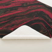 Rood en zwart abstract schilderij sherpa deken (3/4)