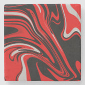 Rood en zwart Abstract Stenen Onderzetter (Voorkant)