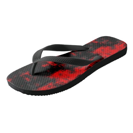 rood en zwart abstract teenslippers (Schuin)