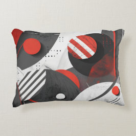 Rood en zwart abstracte geometrische cirkels accent kussen