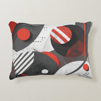 Rood en zwart abstracte geometrische cirkels accent kussen