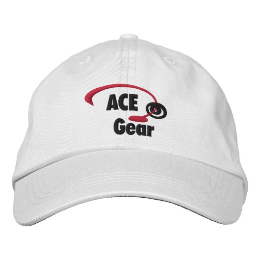 Rood en zwart Ace Gear Logo geborduurd Pet (Voorkant)