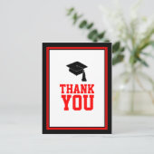 Rood en zwart Afstudeer Bedankt Briefkaart (Staand voorkant)