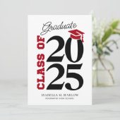 Rood en zwart Afstuderen Aankondiging (Staand voorkant)