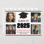 Rood en zwart Afstuderen Aankondiging (Voorkant / Achterkant)