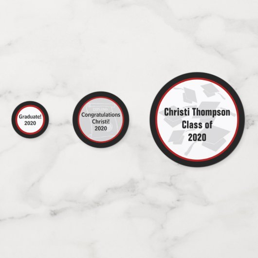 Rood en zwart Afstuderen Confetti (Achterkanten)