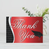 Rood en zwart Afstuderen Hartelijk dank Bedankkaart (Staand voorkant)