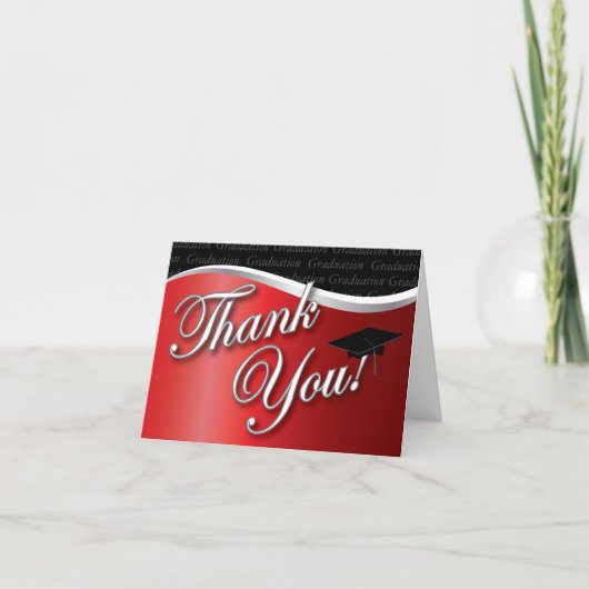 Rood en zwart Afstuderen Hartelijk dank Bedankkaart (Voorkant)