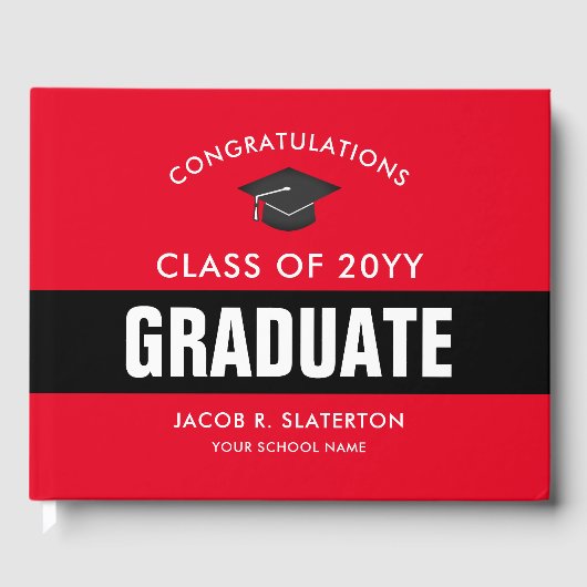 Rood en zwart Afstuderen - Persoonlijk gastboek Gastenboek (Voorkant)