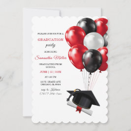 Rood en Zwart Afstuderen Sjabloon Kaart