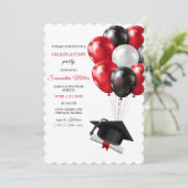 Rood en Zwart Afstuderen Sjabloon Kaart (Staand voorkant)