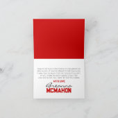 Rood en Zwart Afstuderen Vouwen Bedankkaart (Binnen)