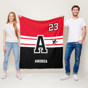 Rood en zwart — All Sport Letter Fleece Deken