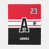 Rood en zwart — All Sport Letter Fleece Deken (Voorkant)