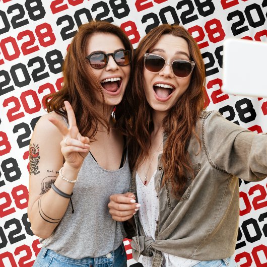 Rood en Zwart ANY Class Year Afstuderen Achtergron Wandkleed