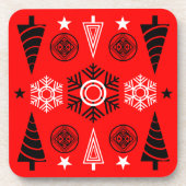 Rood en zwart Art Nouveau Kerstmis Bier Onderzetter (Voorkant)