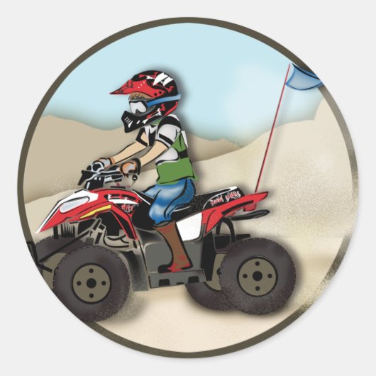 Rood en zwart ATV-Kind Ronde Sticker (Voorkant)