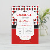 Rood en zwart Baby shower Kaart (Staand voorkant)