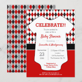 Rood en zwart Baby shower Kaart