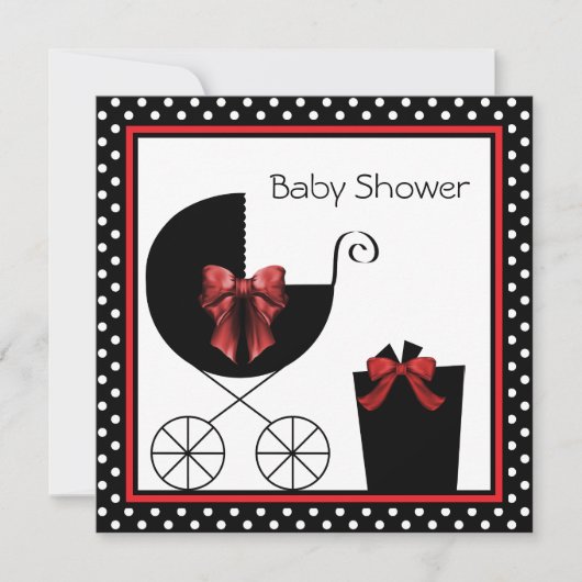 Rood en zwart Baby shower Kaart (Voorkant)