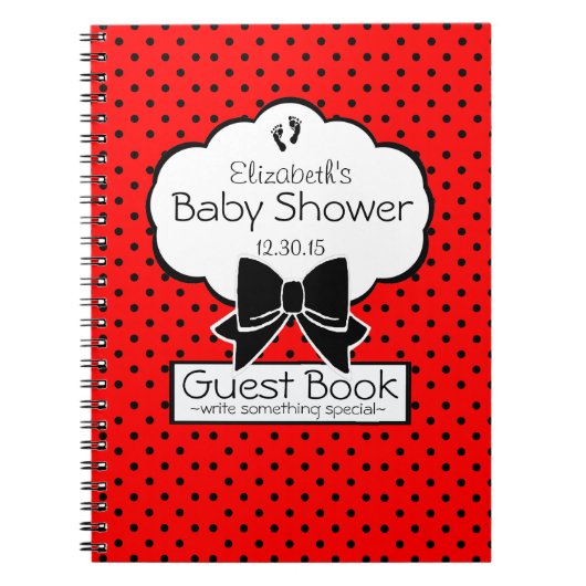 Rood en zwart Baby shower Notitieboek (Voorkant)