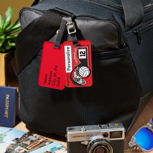 Rood en zwart 🏐 bagagelabel (Voorkant /achterkant)