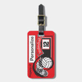 Rood en zwart 🏐 bagagelabel (Voorkant verticaal)