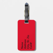 Rood en zwart 🏐 bagagelabel (Achterkant verticaal)