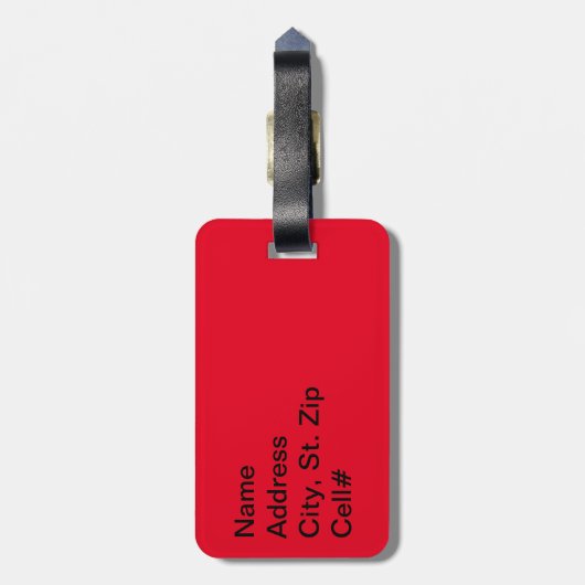 Rood en zwart 🏐 bagagelabel (Achterkant verticaal)