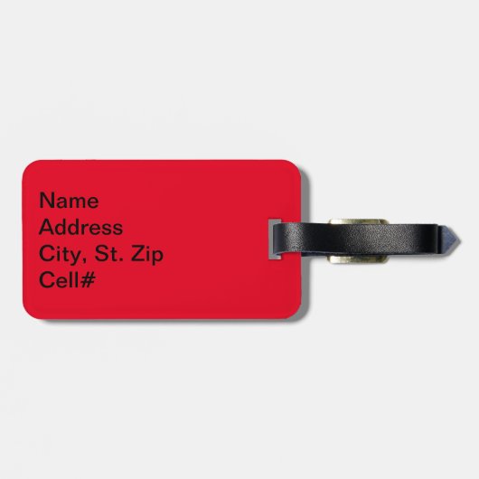 Rood en zwart 🏐 bagagelabel (Achterkant horizontaal)