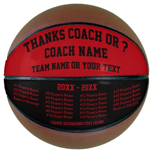 Rood en Zwart Basketbal voor Coach, VERANDERINGSKL (Voorkant)