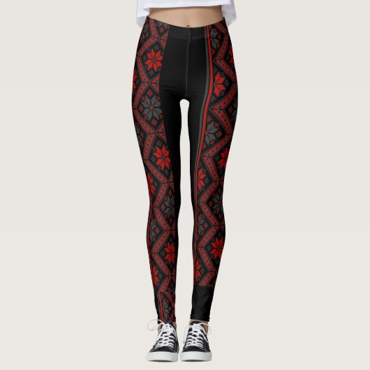 Rood en zwart beauty leggings (Voorkant)