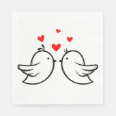 Rood en zwart Bedankt Lovebirds Wedding Party Servet (Voorkant)