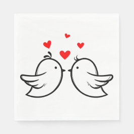 Rood en zwart Bedankt Lovebirds Wedding Party Servet