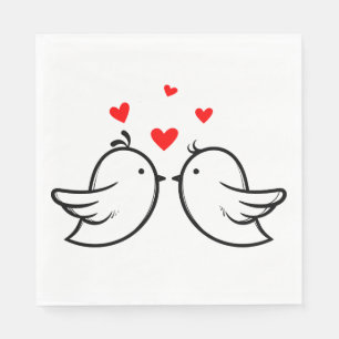 Rood en zwart Bedankt Lovebirds Wedding Party Servet