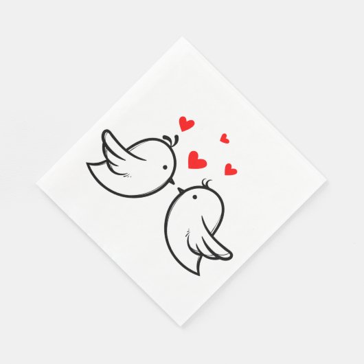Rood en zwart Bedankt Lovebirds Wedding Party Servet (Hoek)